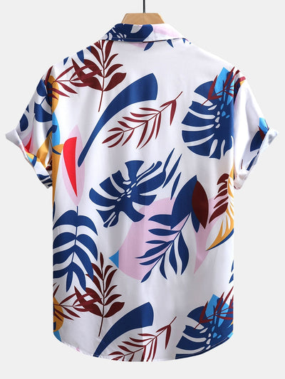 Colorful Leaf Print Button Up Shirt