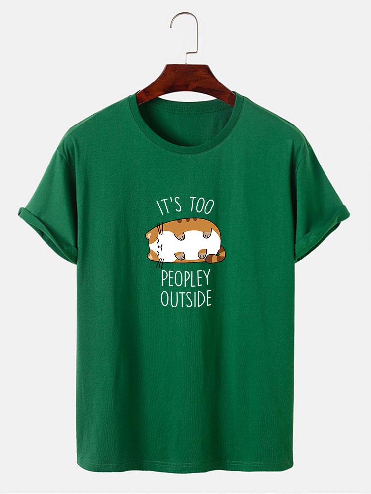 Sleepy Cat Print T-Shirt