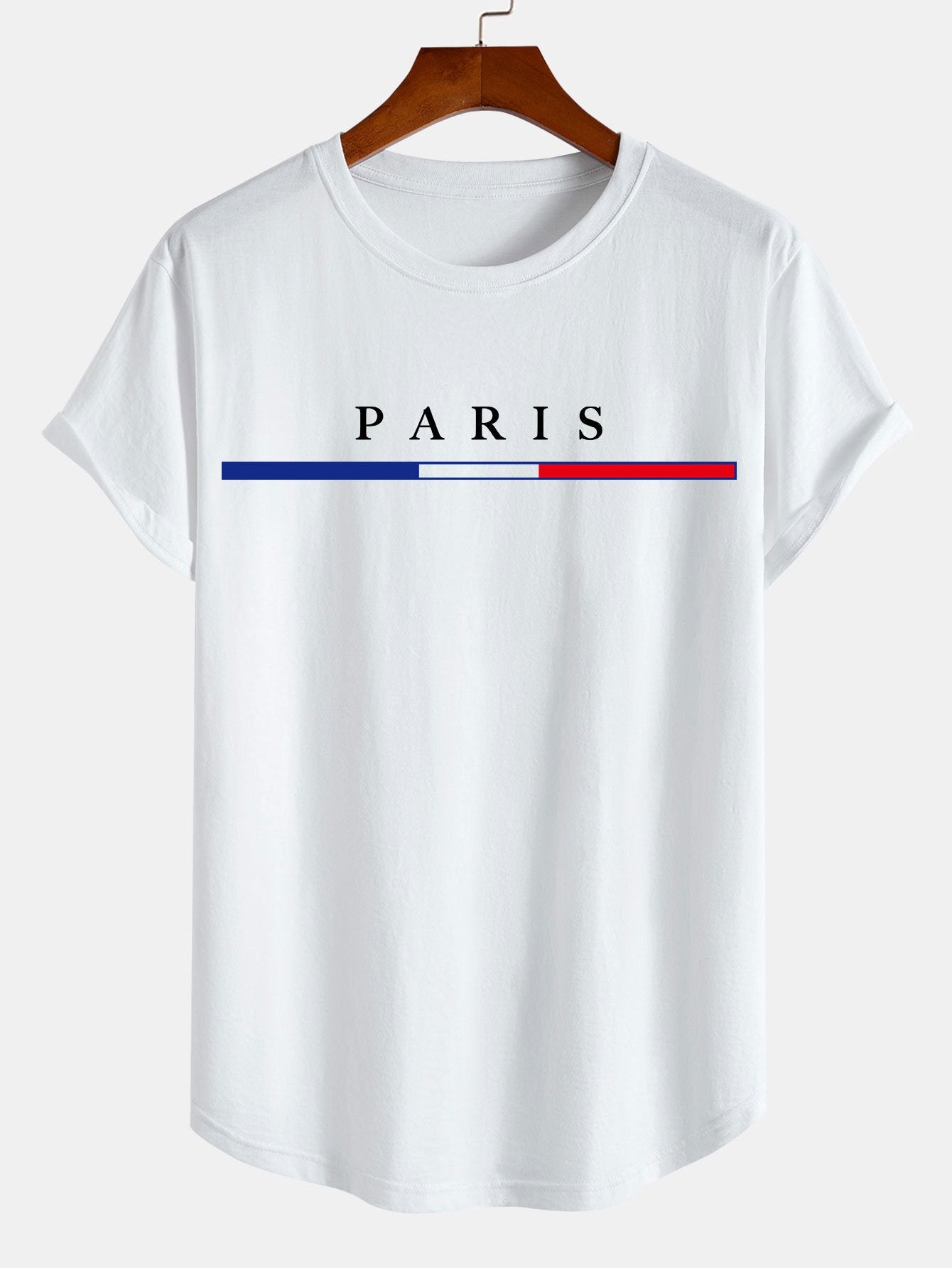 Paris Print Cotton Arc Hem T-Shirt