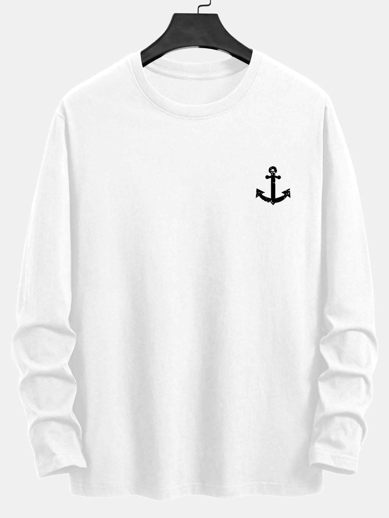 Long Sleeve Anchor Print Cotton T-Shirt