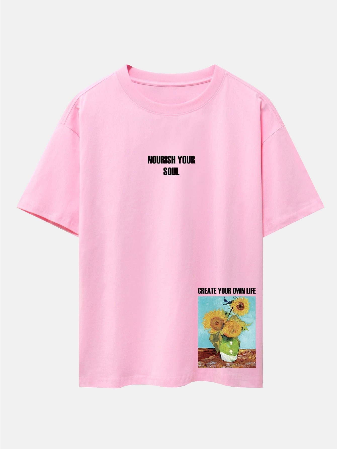 Sunflower Slogan Print Drop Shoulder Oversize T-Shirt