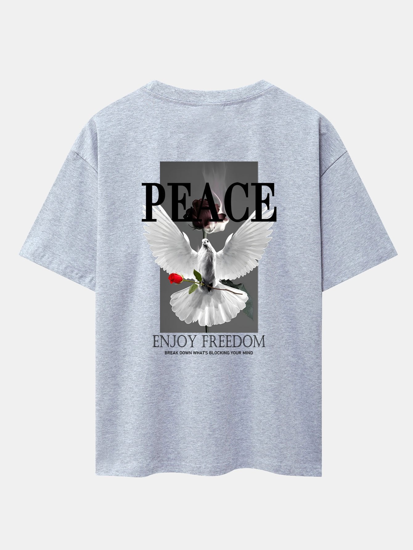 Dove Rose Slogan Back Print Drop Shoulder Oversize T-Shirt