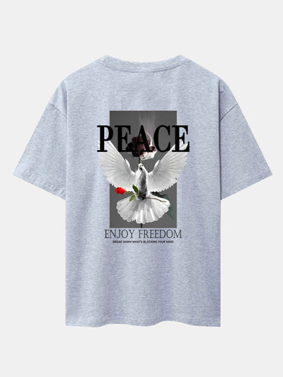 Dove Rose Slogan Back Print Drop Shoulder Oversize T-Shirt