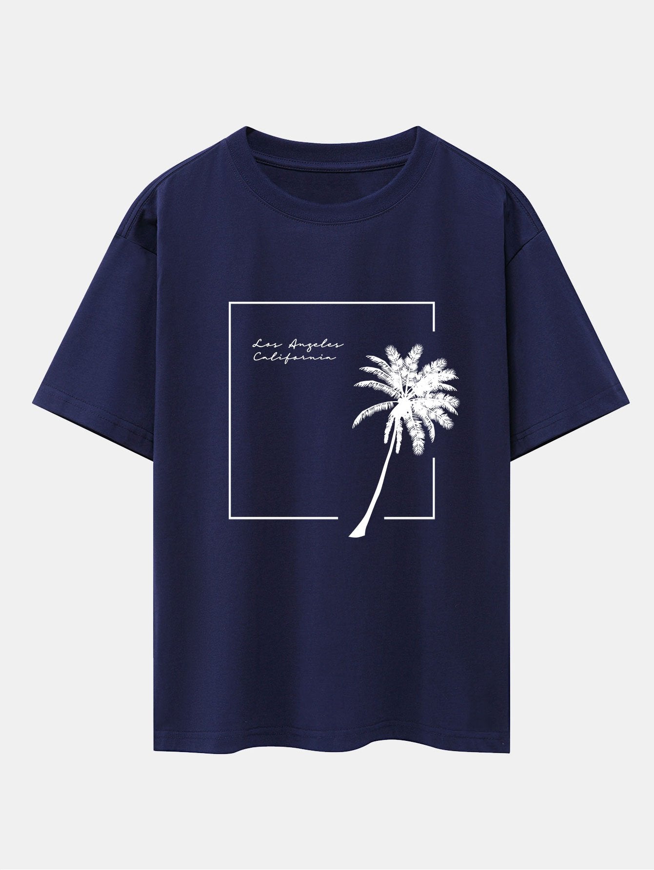 Los Angeles Palm Trees Print Drop Shoulder Oversize T-Shirt