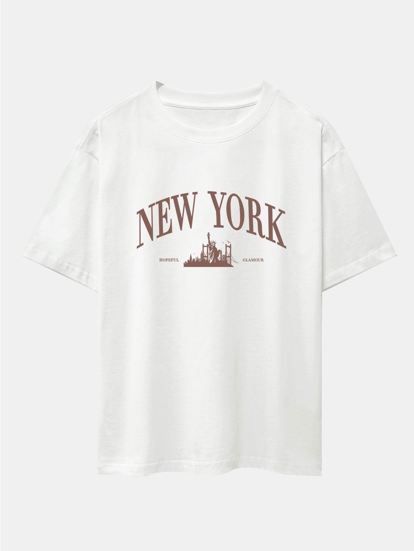 New York Slogan Print Drop Shoulder Oversize T-Shirt