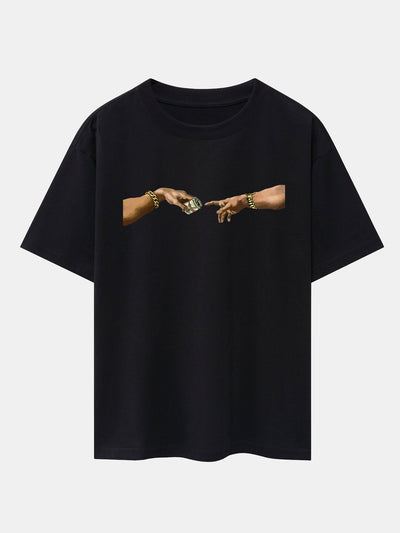 Cash Hand Print Drop Shoulder Oversize T-Shirt