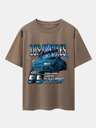 Los Angeles Car Print Drop Shoulder Oversize T-Shirt
