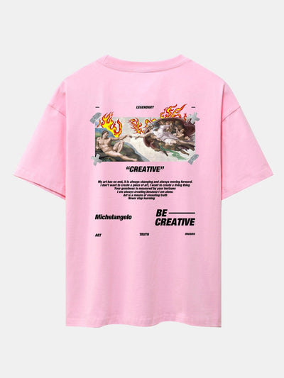 Create Adam Slogan Back Print Drop Shoulder Oversize T-Shirt