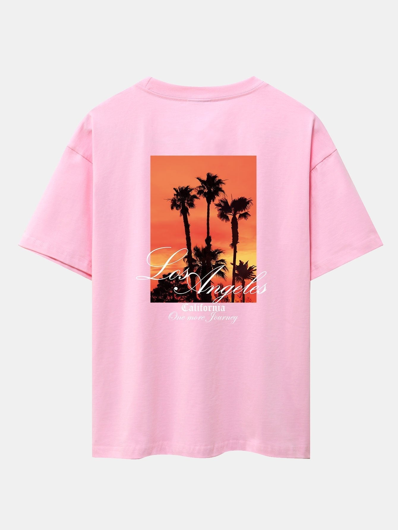 Los Angeles Palm Trees Back Print Drop Shoulder Oversize T-Shirt