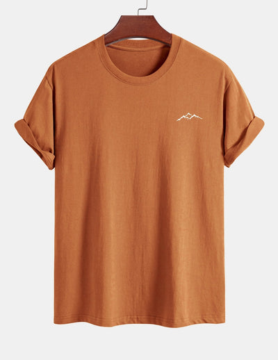 Regular Fit Mountains Print Cotton T-Shirt