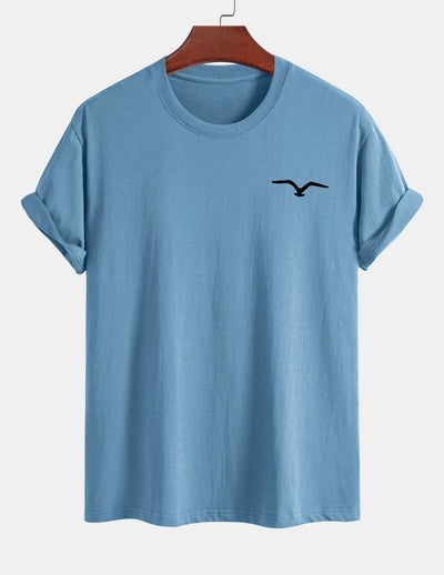 Regular Fit Seagull Print Cotton T-Shirt