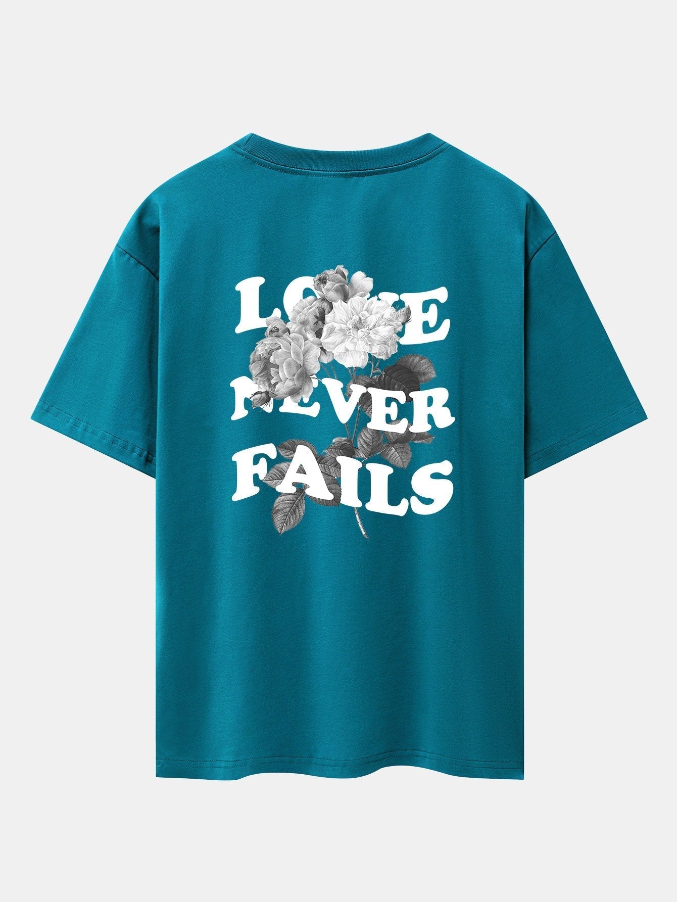 Rose Slogan Back Print Drop Shoulder Oversize T-Shirt