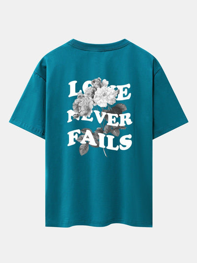 Rose Slogan Back Print Drop Shoulder Oversize T-Shirt