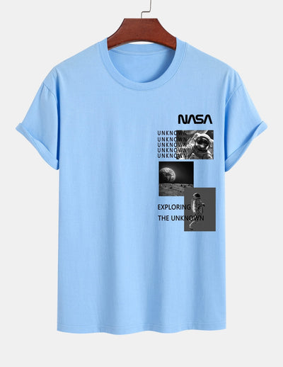 Regular Fit NASA Moon Landing Print Cotton T-Shirt