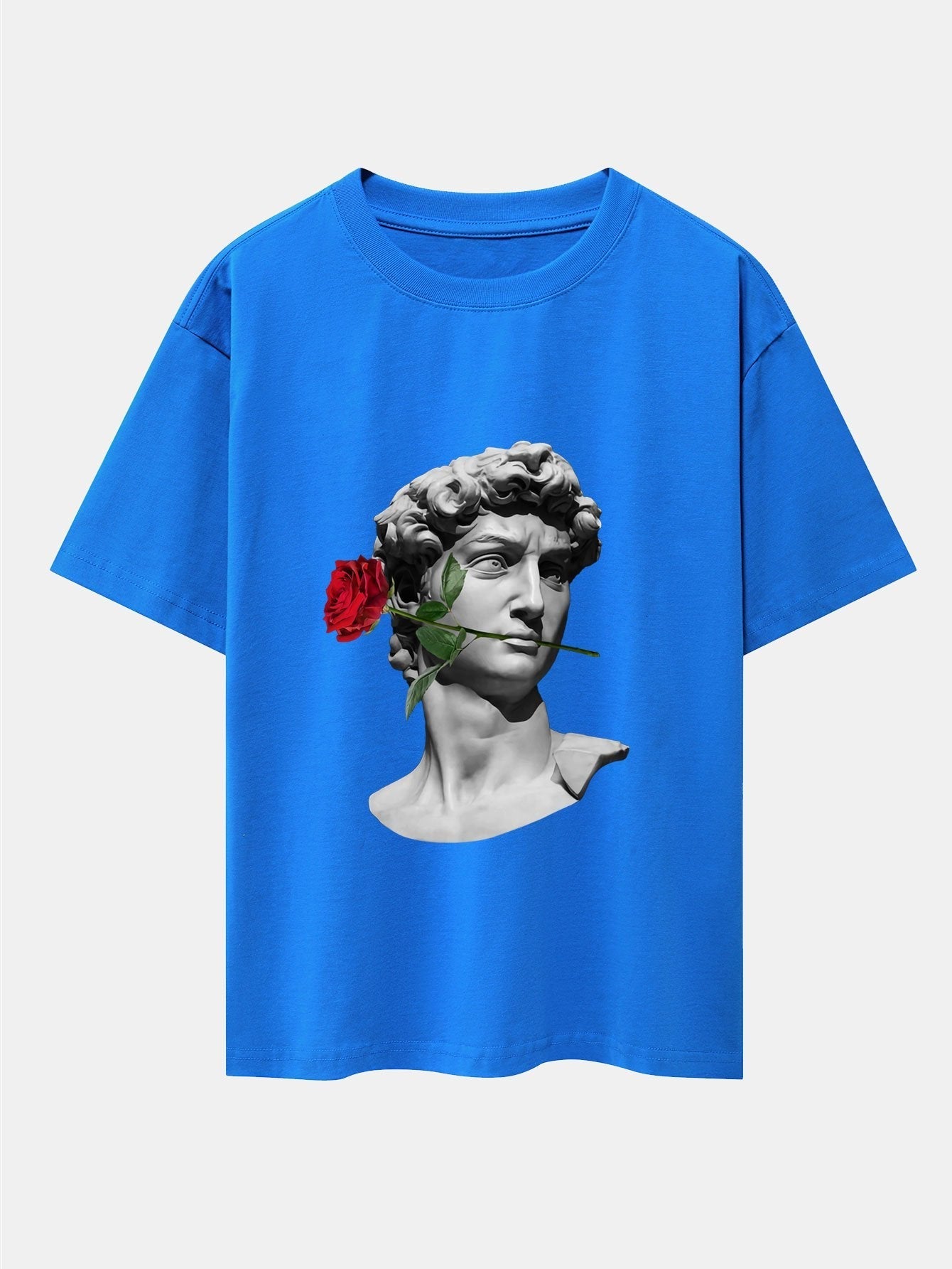 Rose David Print Relax Fit Drop Shoulder T-Shirts