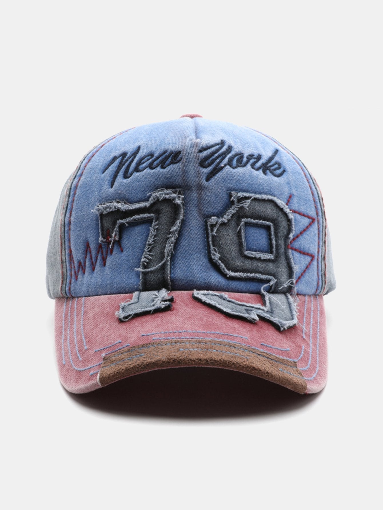 New York 79 Embroidery Washed Distressed Baseball Cap