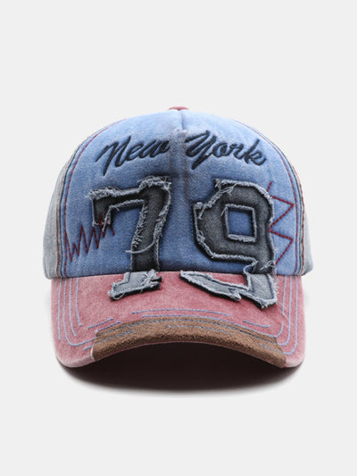 New York 79 Embroidery Washed Distressed Baseball Cap