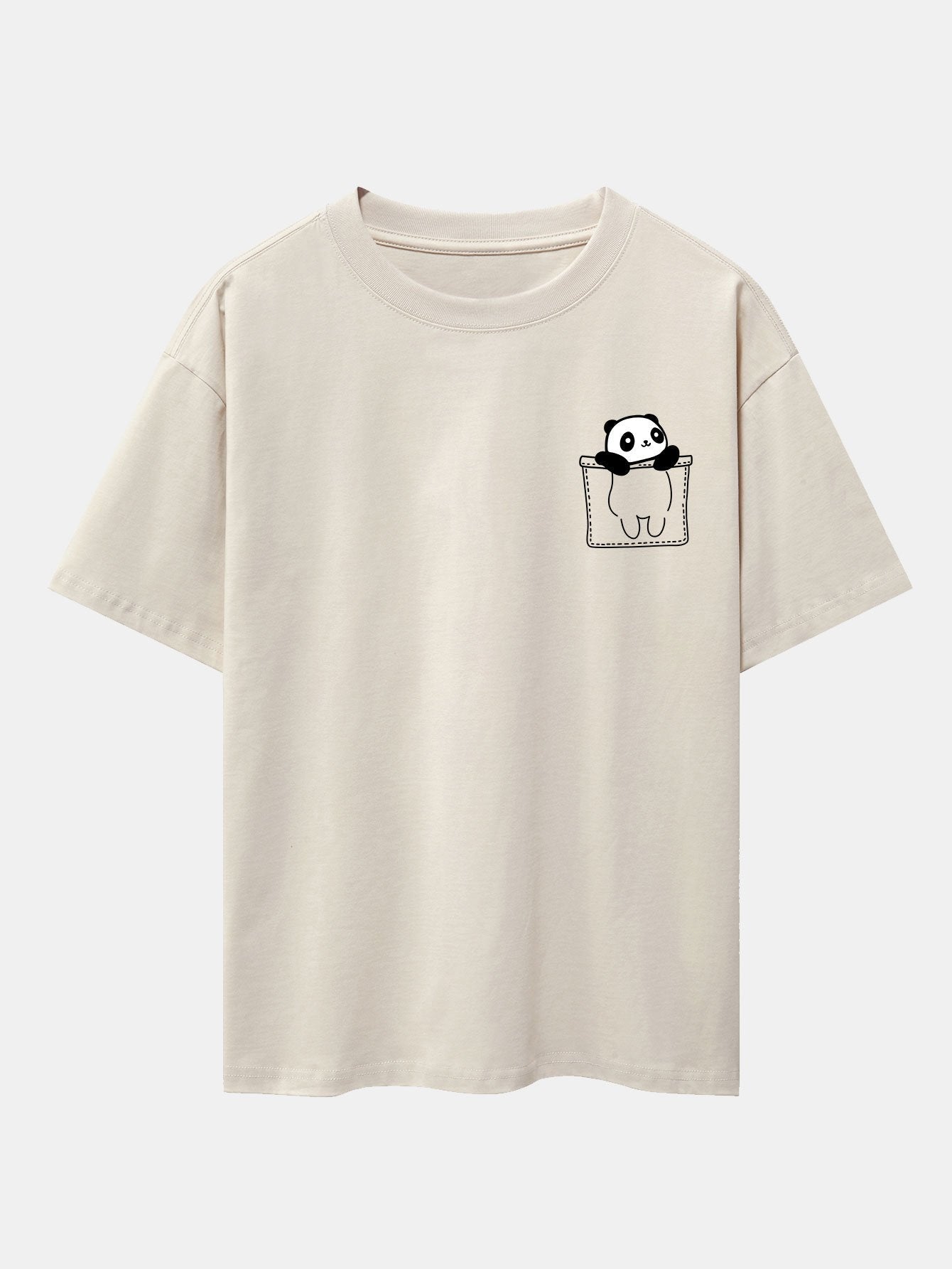 Pocket Panda Print Drop Shoulder Oversize T-Shirt