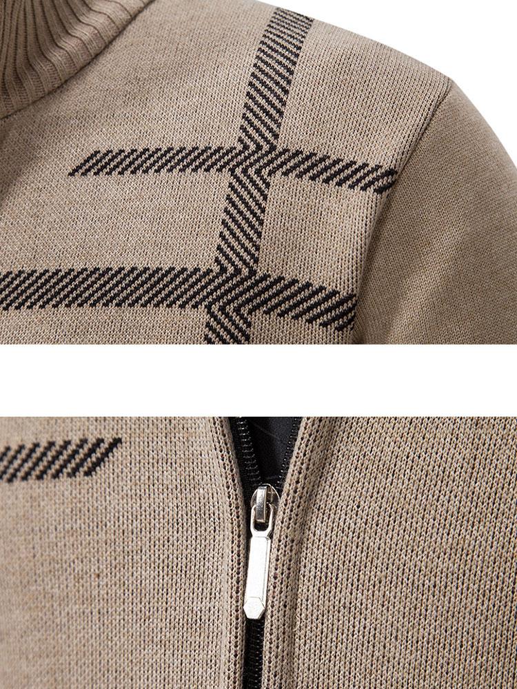 Striped Pattern Zip Sweater