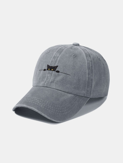 Black Cat Pattern Classic Retro Washed Distressed Cotton Baseball Cap