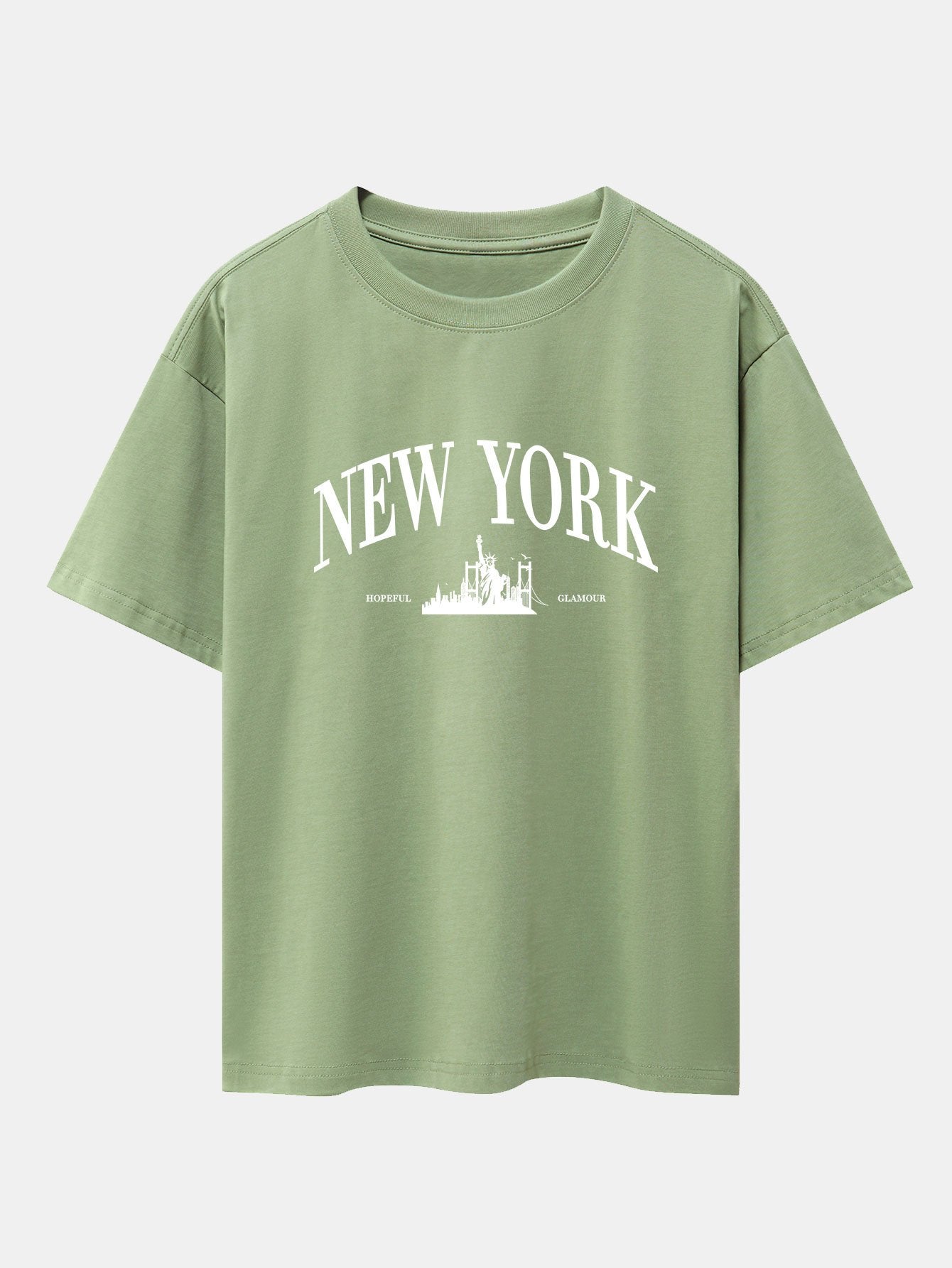 New York Slogan Print Drop Shoulder Oversize T-Shirt