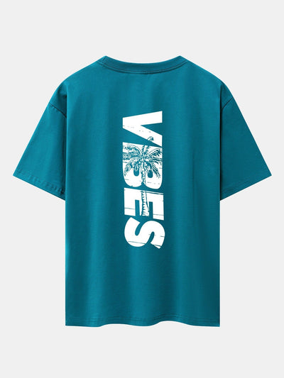 Palm Tree Vibes Slogan Back Print Drop Shoulder Oversize T-Shirt