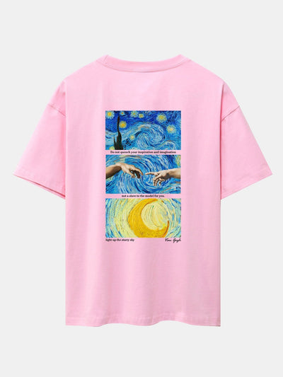 The Starry Night Back Print Drop Shoulder Oversize T-Shirt
