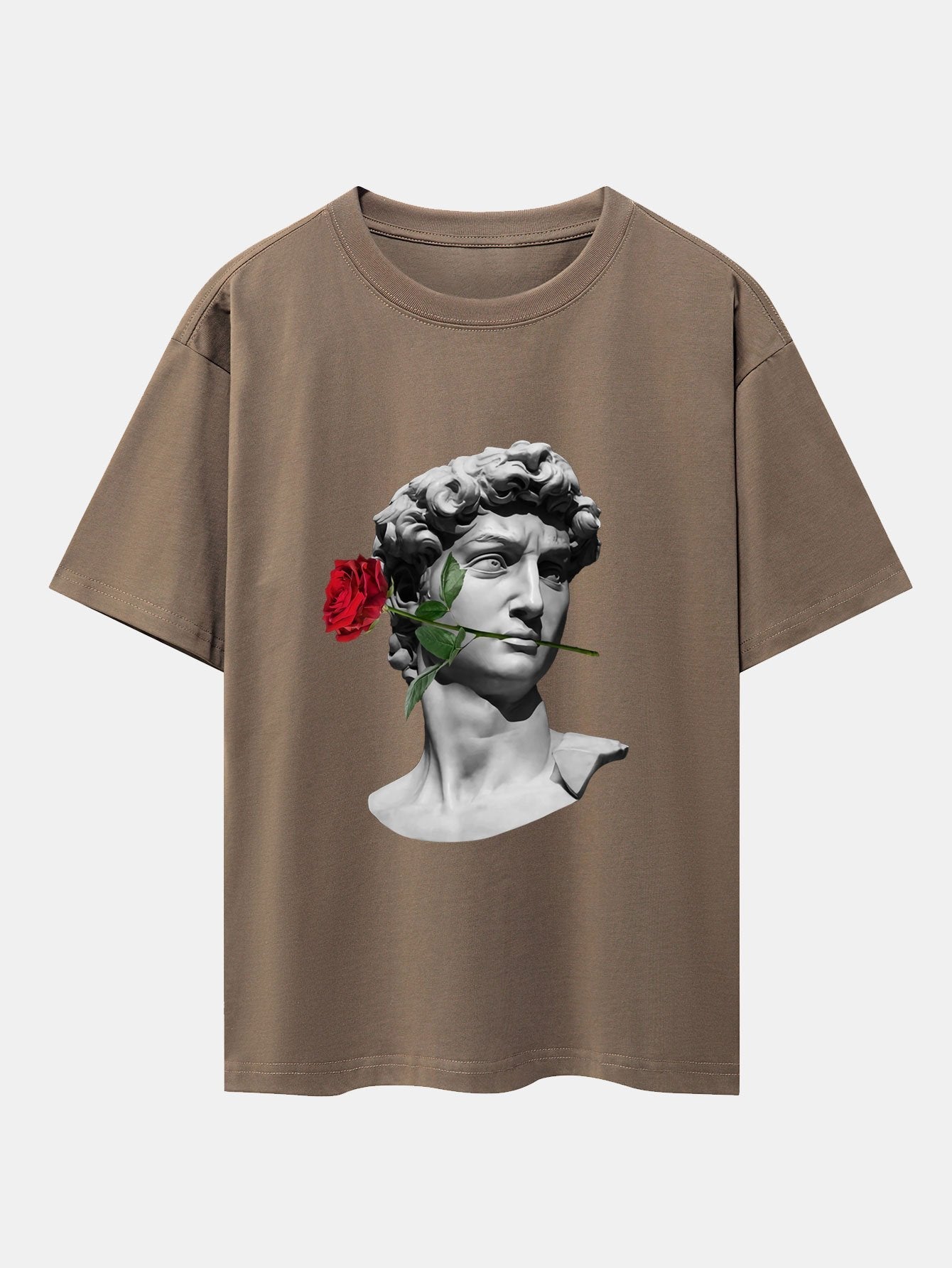 Rose David Print Relax Fit Drop Shoulder T-Shirts