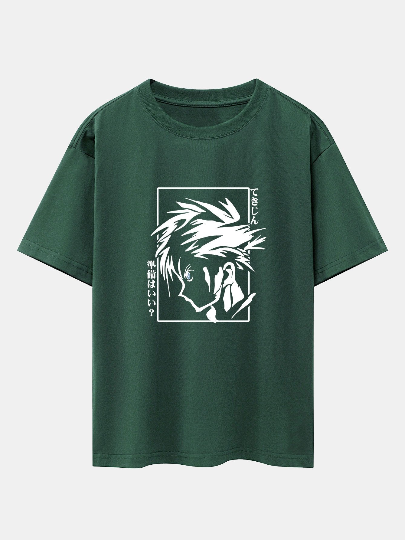 Japanese Comic Male Print Drop Shoulder Oversize T-Shirt