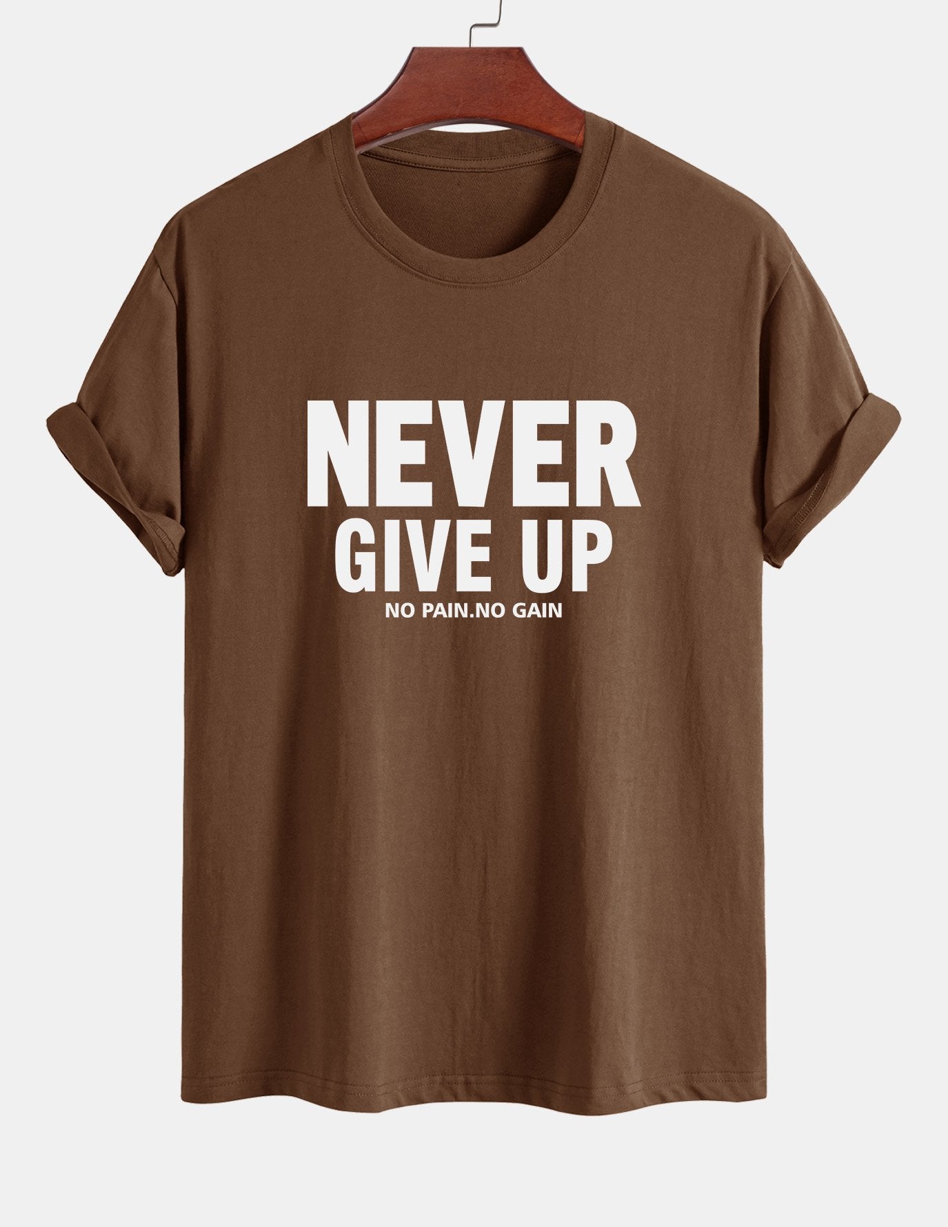 Regular Fit Never Give Up Print Cotton T-Shirt
