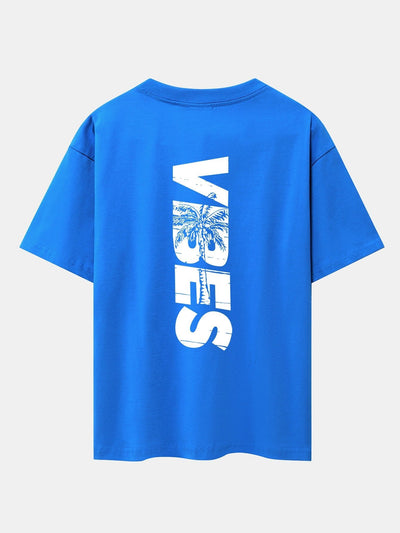Palm Tree Vibes Slogan Back Print Drop Shoulder Oversize T-Shirt