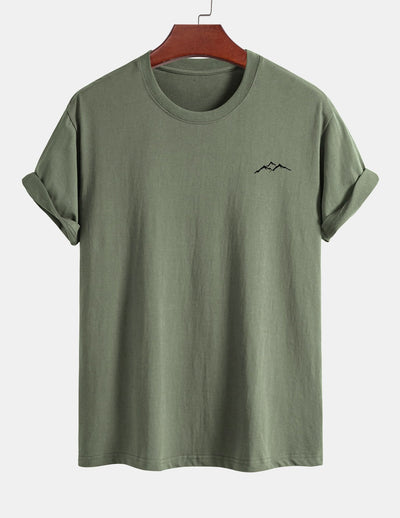 Regular Fit Mountains Print Cotton T-Shirt