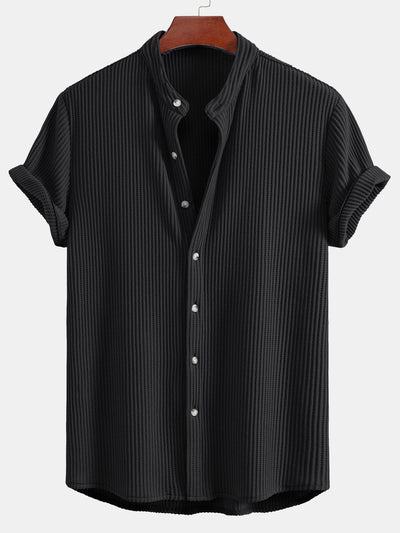 Waffle Stand Collar Shirt