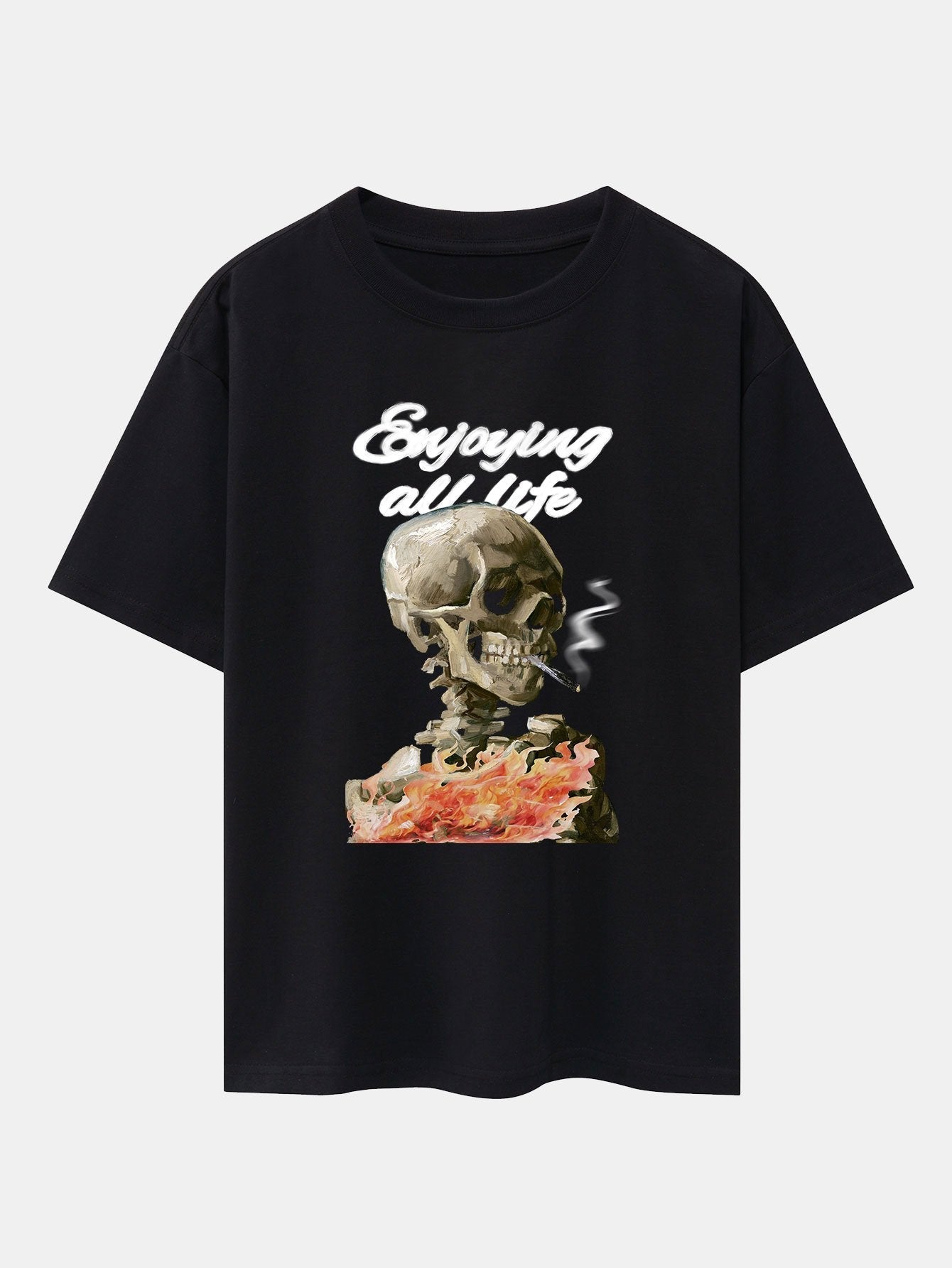 Skeleton Print Drop Shoulder Oversize T-Shirt