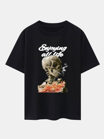 Skeleton Print Drop Shoulder Oversize T-Shirt