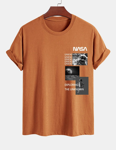 Regular Fit NASA Moon Landing Print Cotton T-Shirt