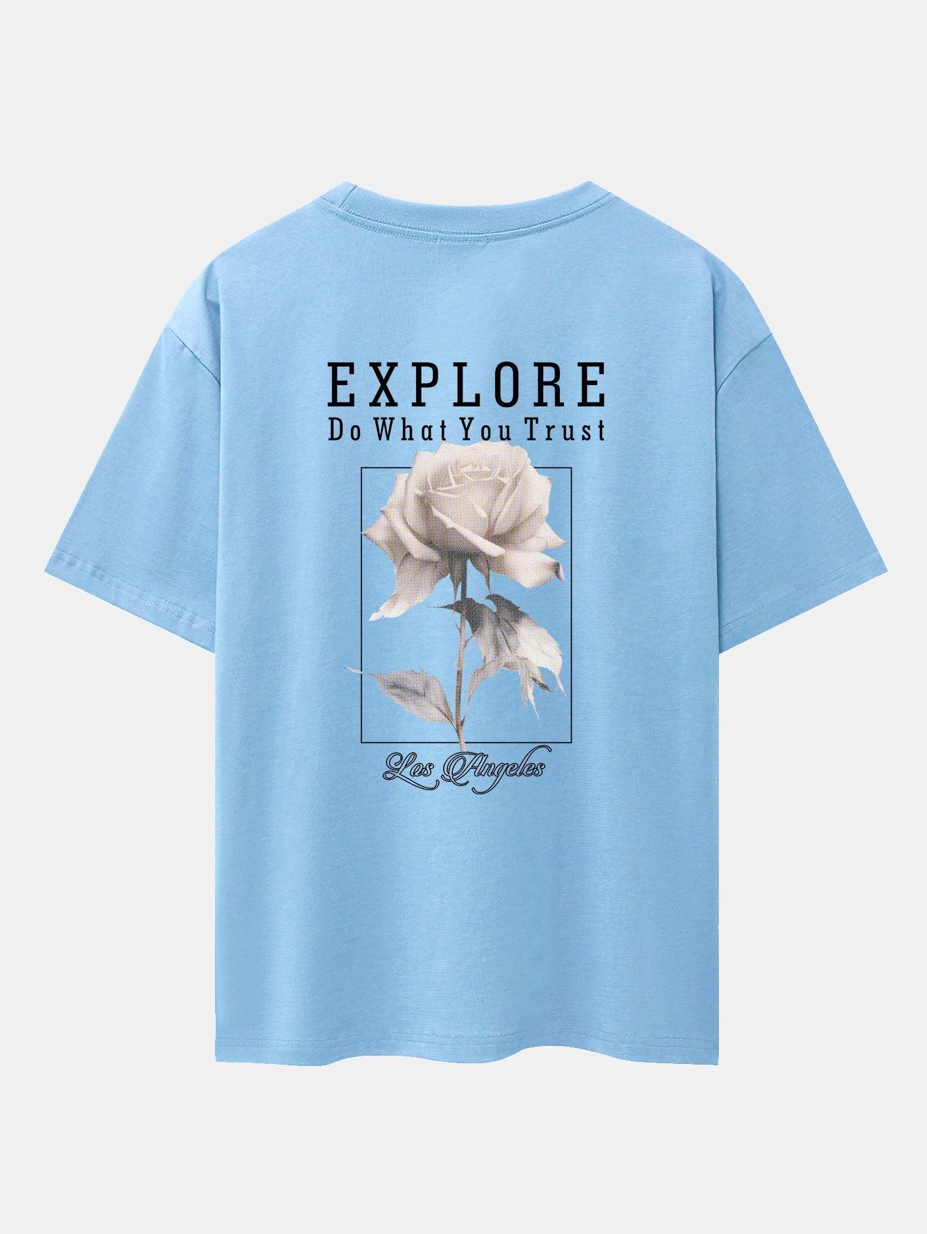 Rose Slogan Back Print Drop Shoulder Oversize T-Shirt