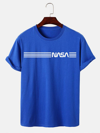 Nasa Stripe Print T-Shirts