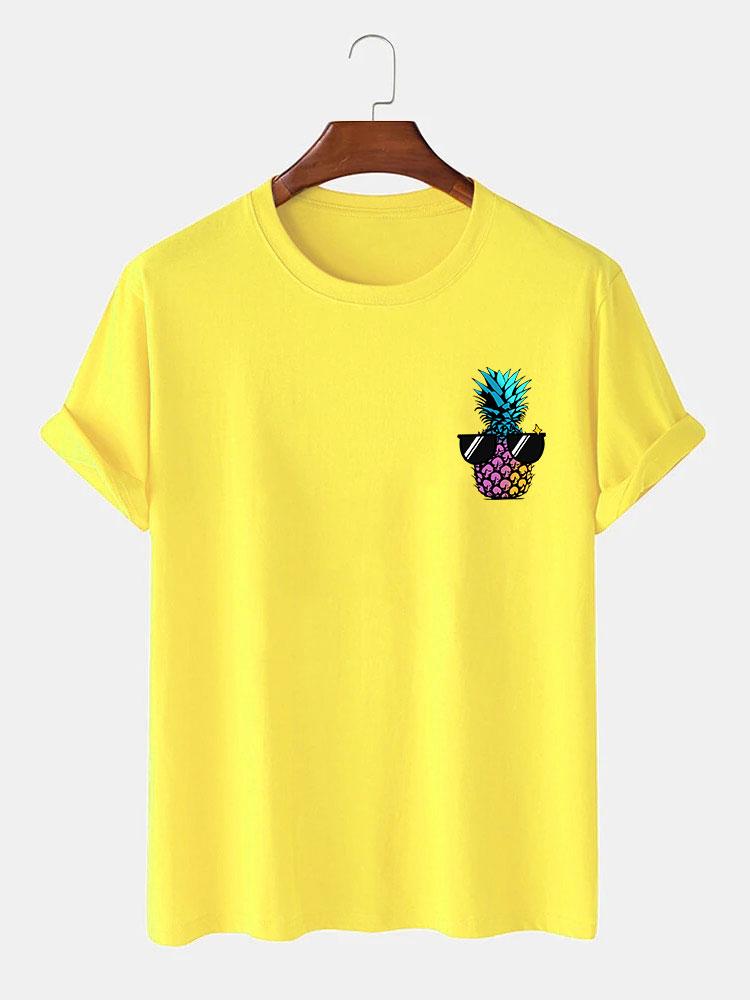 Pineapple With Sunglasses Print T-Shirt