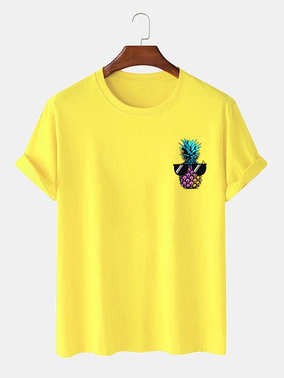 Pineapple With Sunglasses Print T-Shirt