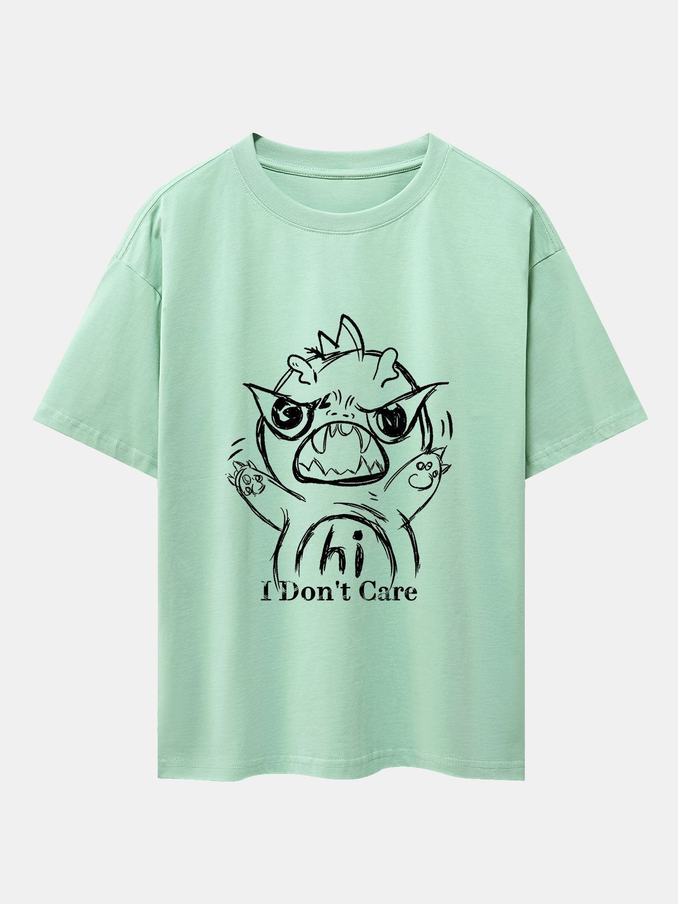 Cartoon Dinosaur Print Drop Shoulder Oversize T-Shirt
