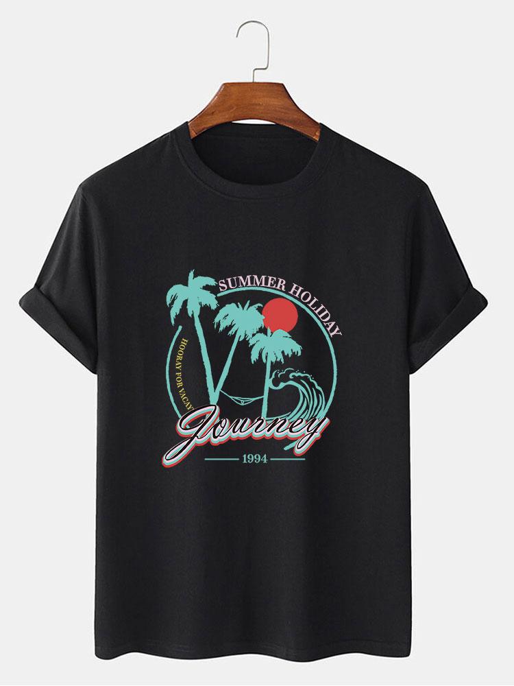 Holiday Palm Trees Print T-Shirt