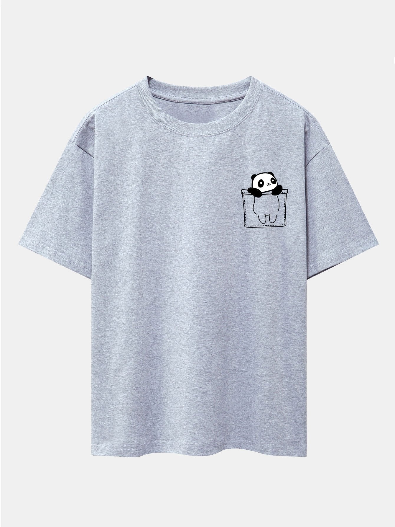 Pocket Panda Print Drop Shoulder Oversize T-Shirt