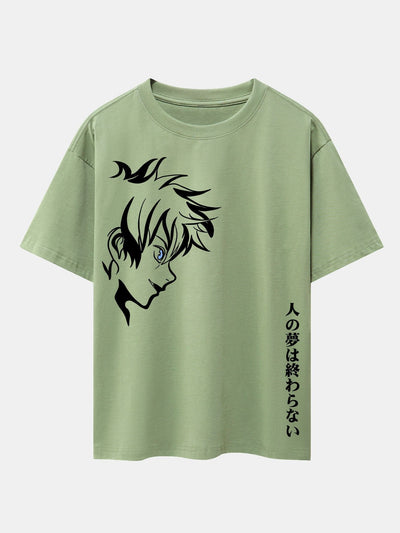 Comic Male Slogan Print Drop Shoulder Oversize T-Shirt