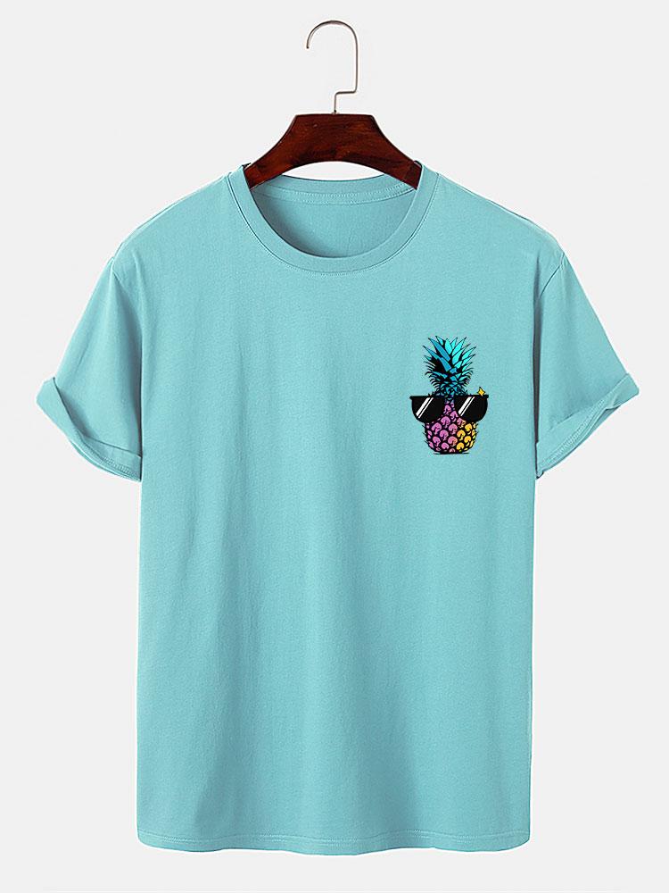Pineapple With Sunglasses Print T-Shirt