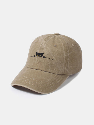 Black Cat Pattern Classic Retro Washed Distressed Cotton Baseball Cap
