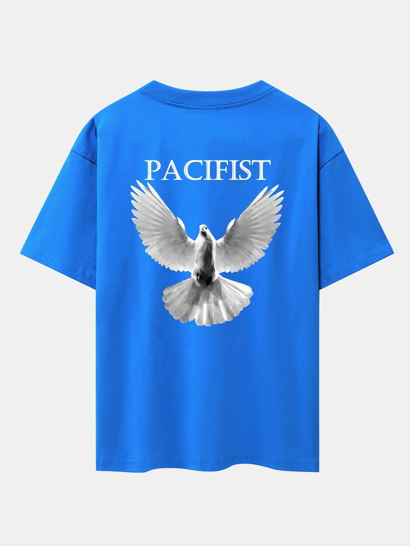Pacifist Dove Back Print Drop Shoulder Oversize T-Shirt