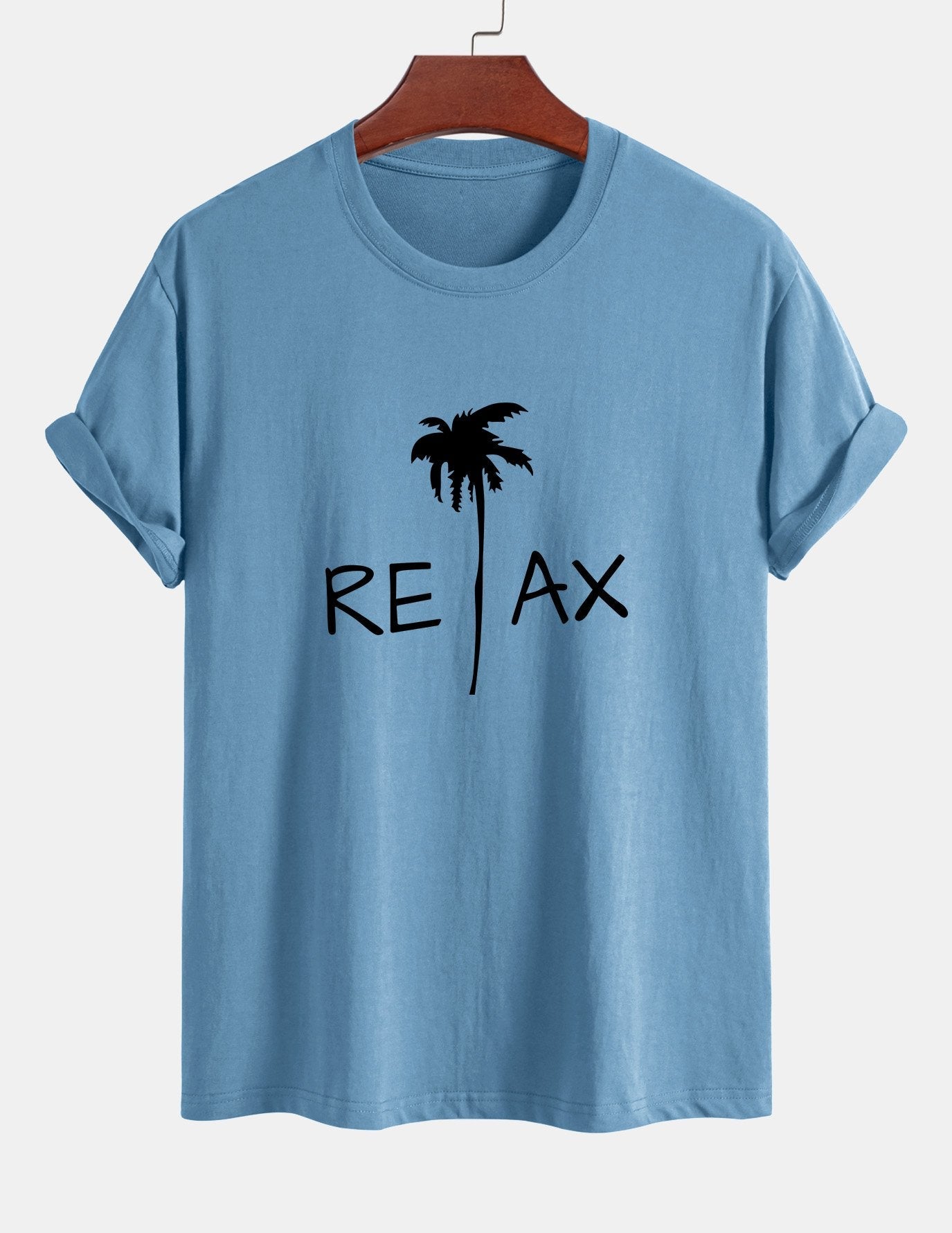 Regular Fit Relax Palm Tree Print Cotton T-Shirt