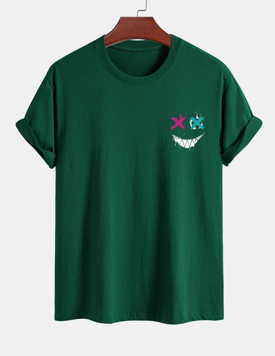 Regular Fit Evil Face Print Cotton T-Shirt