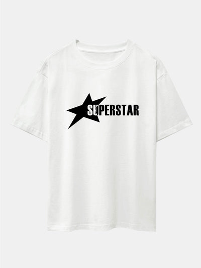 Superstar Print Drop Shoulder Oversize T-Shirt